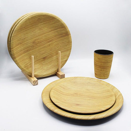 Conjunto 12 peças bamboo escuro