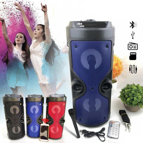 Coluna Bluetooth Portátil com Microfone para Karaoke