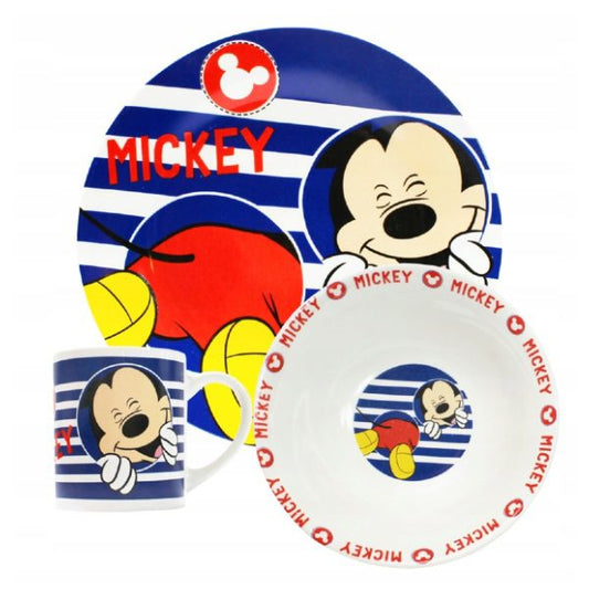 Conjunto Refeição de Cerâmica 3 Peças Mickey