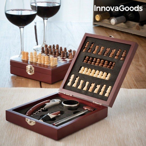 Conjunto de Acessórios para Vinho e Xadrez  37 Peças