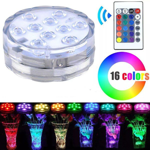 Luz Subaquática Colorida LED RGB com Comando