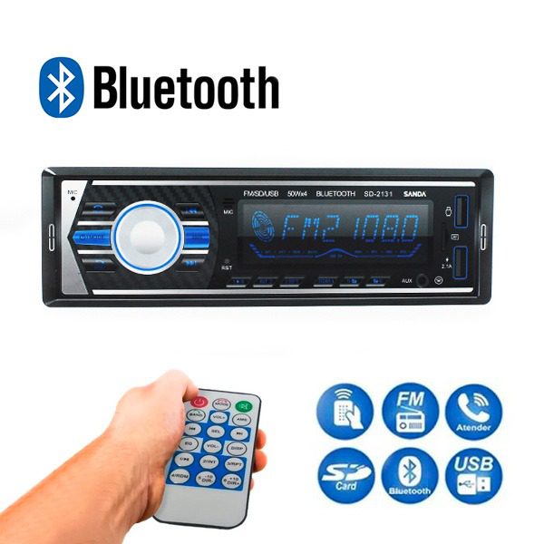 Auto Rádio Bluetooth com MP3 e Comando