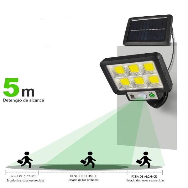 Lâmpada Solar LED com Sensor Movimento