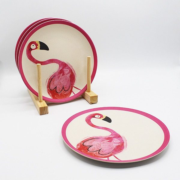 Prato sobremesa bamboo Flamingo