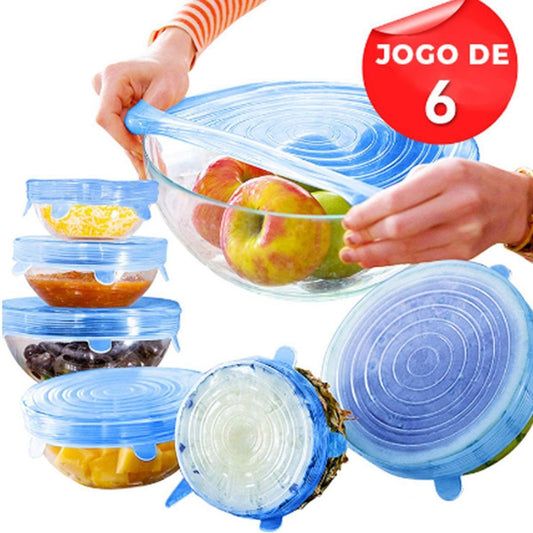 Conjunto de 6 Tampas de Silicone para Recipientes